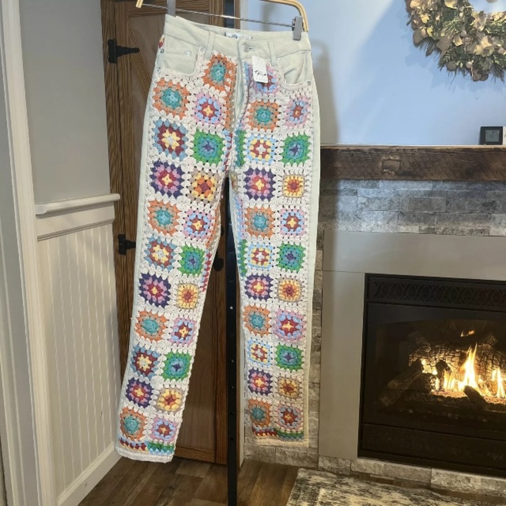 Free People Crochet jeans 24 NWT